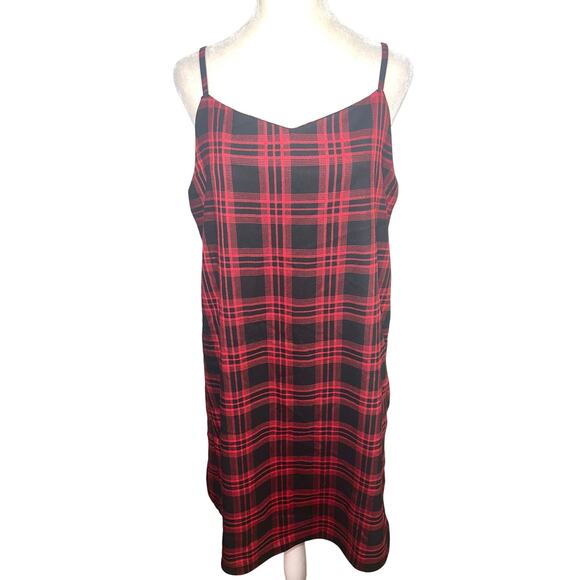 (NWOT) [READ] Art Class Plaid Slip Dress Mini Dress Red/Black Size XXL(Like L) - Picture 1 of 2